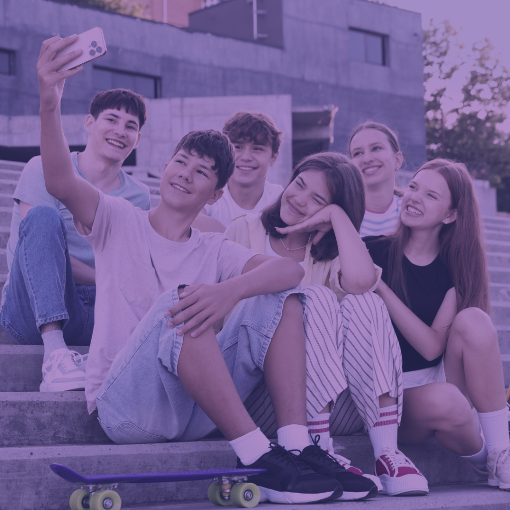 group of friends outside school