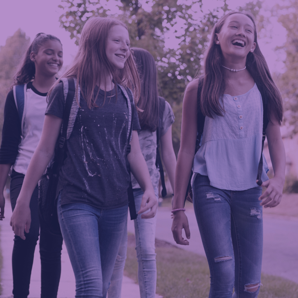 young students walking
