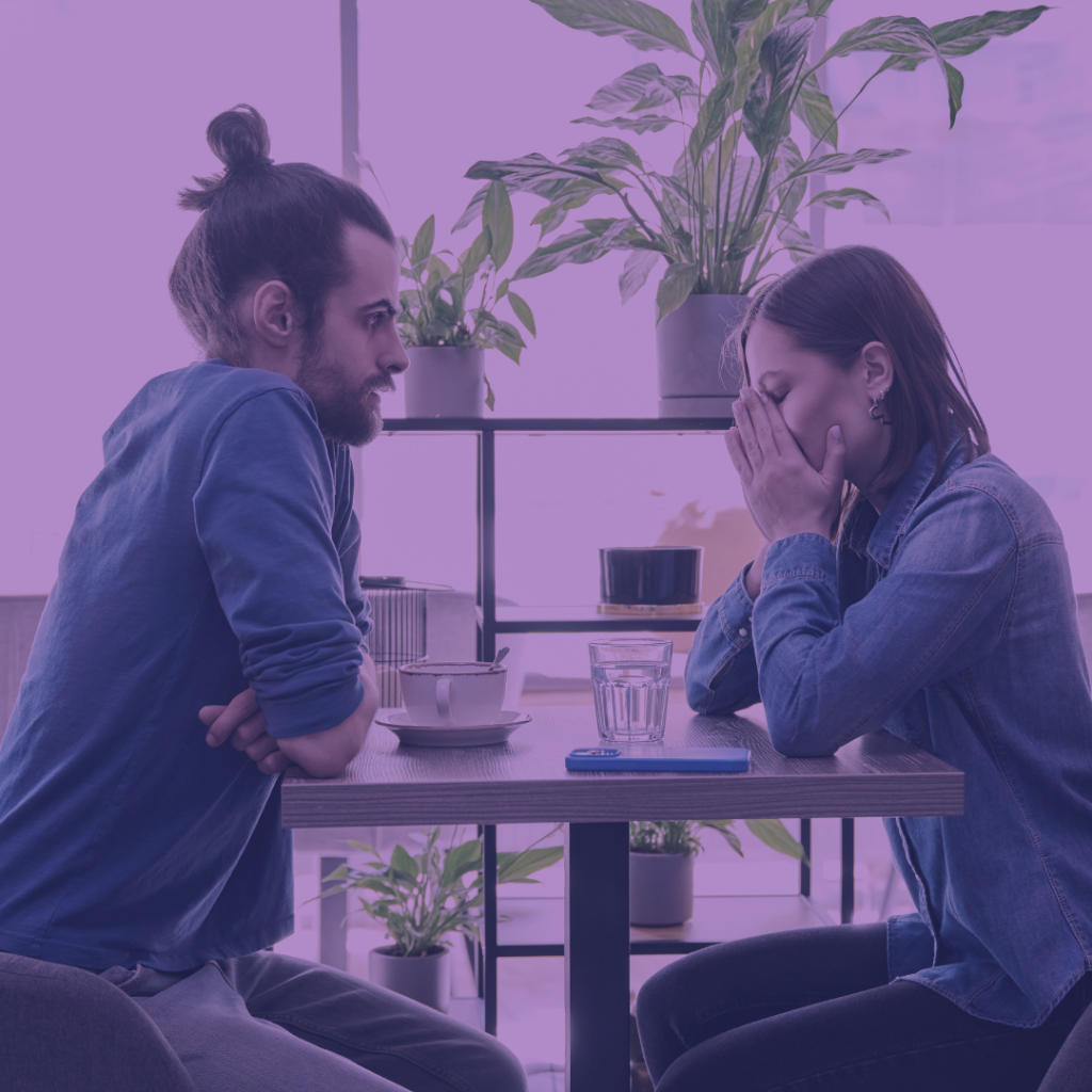two people having a serious conversation